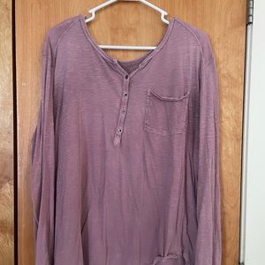 Lon Sleeve Oversized Henley Tee